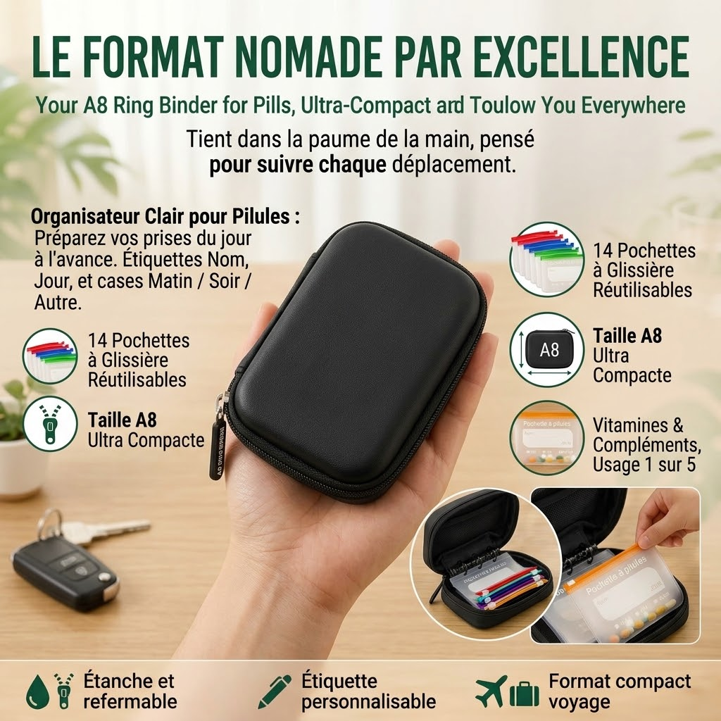 Format nomade A8 ultra compact tenant dans la paume de la main