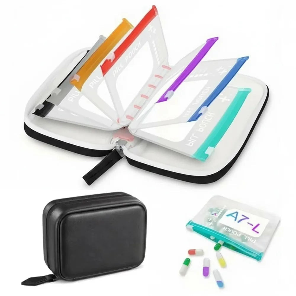 Trousse Organiseur de Pilulier POCKIVA - 14 Pochettes, Étanche, Voyage