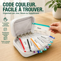 Trousse Organiseur de Pilulier POCKIVA   14 Pochettes Réutilisables Codées Couleur, Étanche et Portable - vue 3